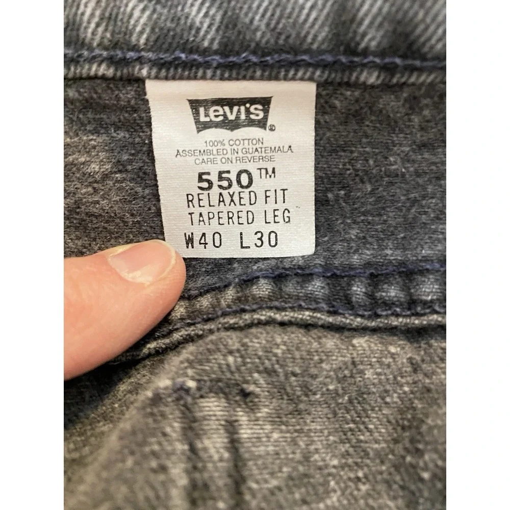 Levi's 550 Relaxed Fit Jeans Men's 40x30 Black Gray Tapered Leg Denim